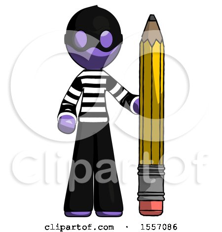 Purple Thief Man with Large Pencil Standing Ready to Write by Leo Blanchette