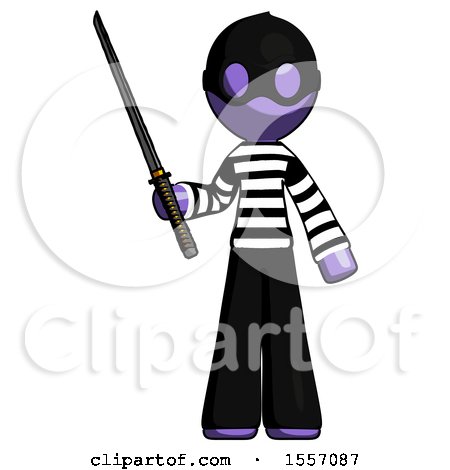 Purple Thief Man Standing up with Ninja Sword Katana by Leo Blanchette