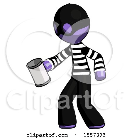 Purple Thief Man Begger Holding Can Begging or Asking for Charity Facing Left by Leo Blanchette