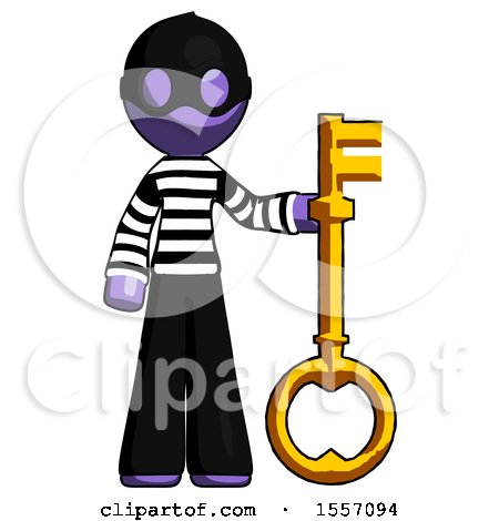 Purple Thief Man Holding Key Made of Gold by Leo Blanchette