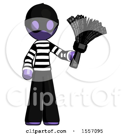 Purple Thief Man Holding Feather Duster Facing Forward by Leo Blanchette