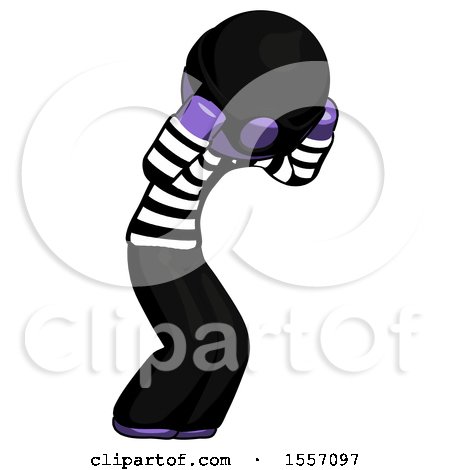 Purple Thief Man with Headache or Covering Ears Turned to His Right by Leo Blanchette