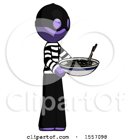 Purple Thief Man Holding Noodles Offering to Viewer by Leo Blanchette