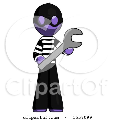 Purple Thief Man Holding Large Wrench with Both Hands by Leo Blanchette
