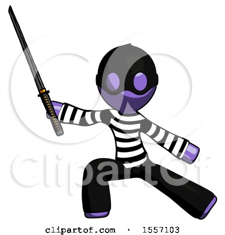 Purple Thief Man with Ninja Sword Katana in Defense Pose by Leo Blanchette