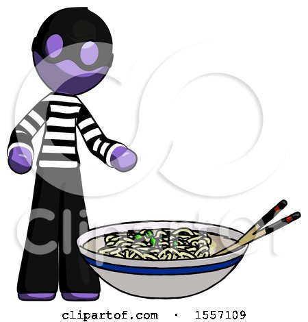 Purple Thief Man and Noodle Bowl, Giant Soup Restaraunt Concept by Leo Blanchette