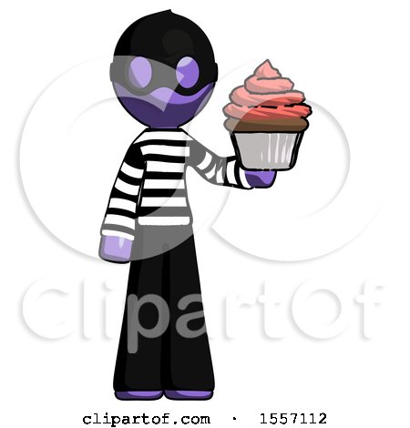 Purple Thief Man Presenting Pink Cupcake to Viewer by Leo Blanchette