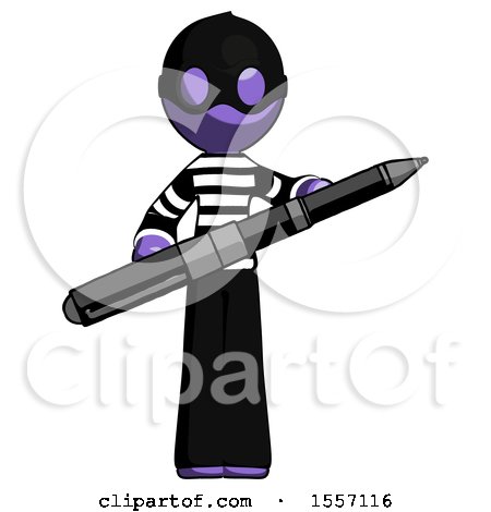 Purple Thief Man Posing Confidently with Giant Pen by Leo Blanchette