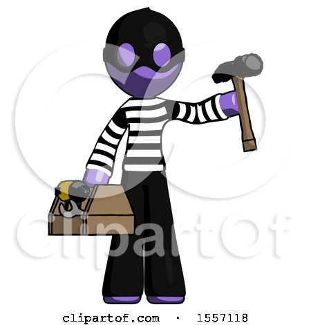 Purple Thief Man Holding Tools and Toolchest Ready to Work by Leo Blanchette