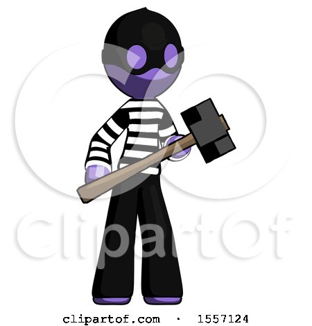 Purple Thief Man with Sledgehammer Standing Ready to Work or Defend by Leo Blanchette