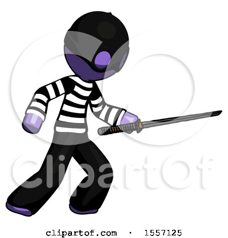 Purple Thief Man Stabbing with Ninja Sword Katana by Leo Blanchette