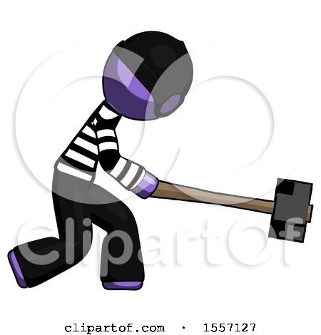 Purple Thief Man Hitting with Sledgehammer, or Smashing Something by Leo Blanchette