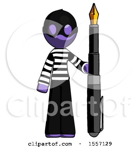 Purple Thief Man Holding Giant Calligraphy Pen by Leo Blanchette