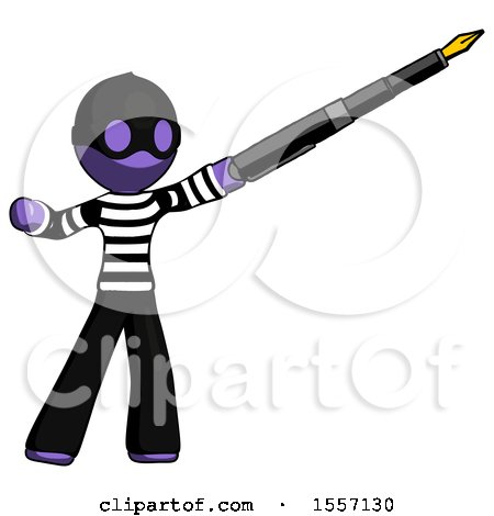 Purple Thief Man Pen Is Mightier Than the Sword Calligraphy Pose by Leo Blanchette