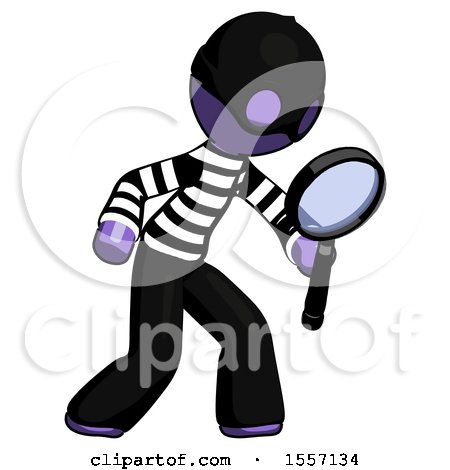 Purple Thief Man Inspecting with Large Magnifying Glass Right by Leo Blanchette