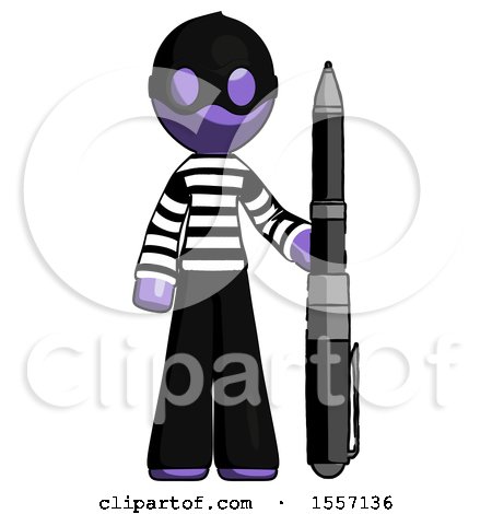 Purple Thief Man Holding Large Pen by Leo Blanchette