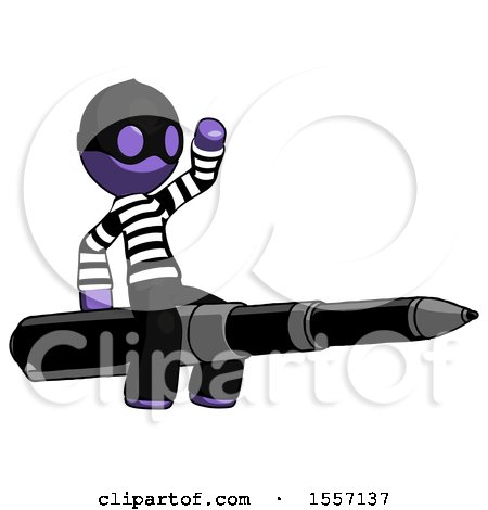 Purple Thief Man Riding a Pen like a Giant Rocket by Leo Blanchette