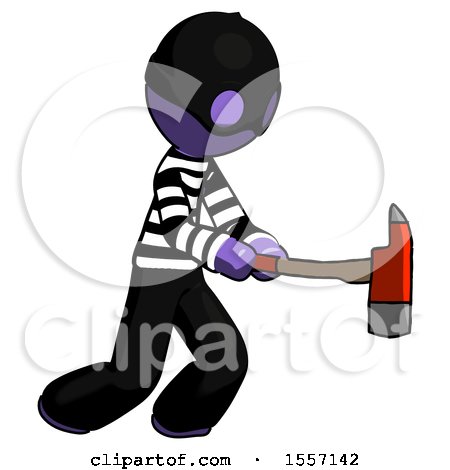 Purple Thief Man with Ax Hitting, Striking, or Chopping by Leo Blanchette
