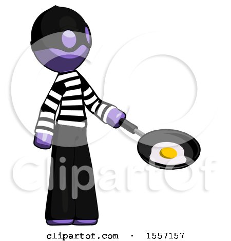 Purple Thief Man Frying Egg in Pan or Wok Facing Right by Leo Blanchette