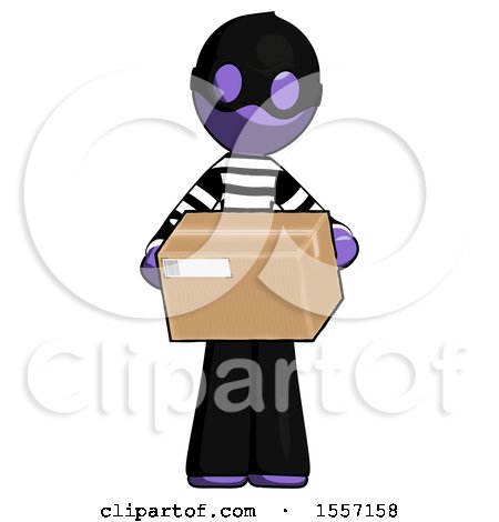 Purple Thief Man Holding Box Sent or Arriving in Mail by Leo Blanchette