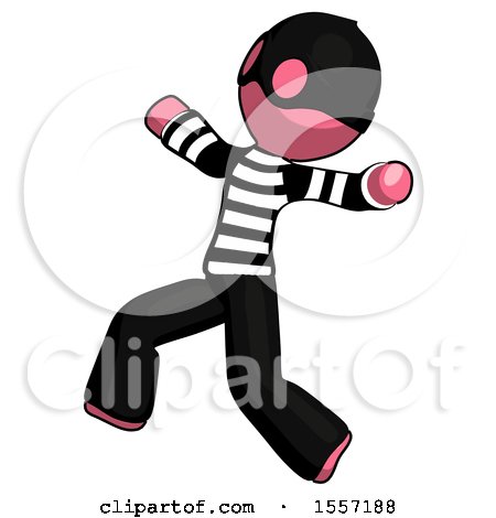 Pink Thief Man Running Away in Hysterical Panic Direction Left by Leo Blanchette