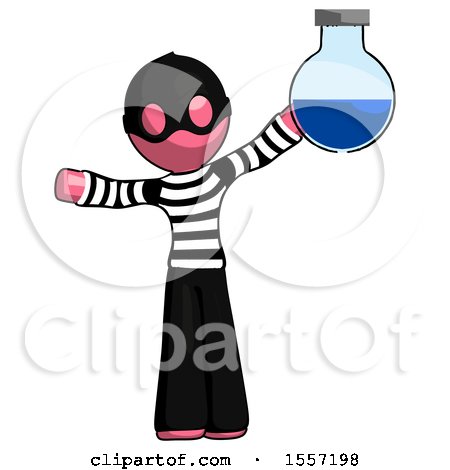Pink Thief Man Holding Large Round Flask or Beaker by Leo Blanchette