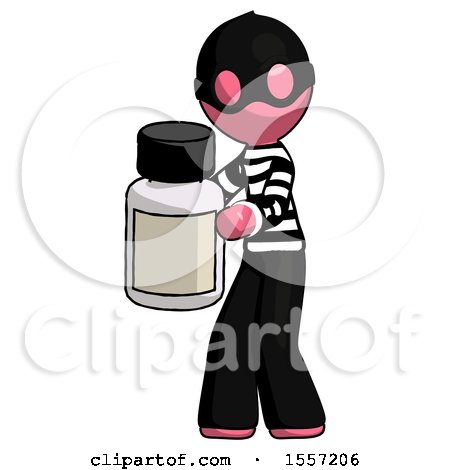 Pink Thief Man Holding White Medicine Bottle by Leo Blanchette