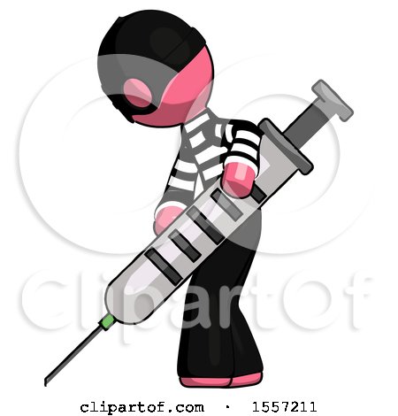 Pink Thief Man Using Syringe Giving Injection by Leo Blanchette