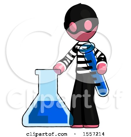 Pink Thief Man Holding Test Tube Beside Beaker or Flask by Leo Blanchette