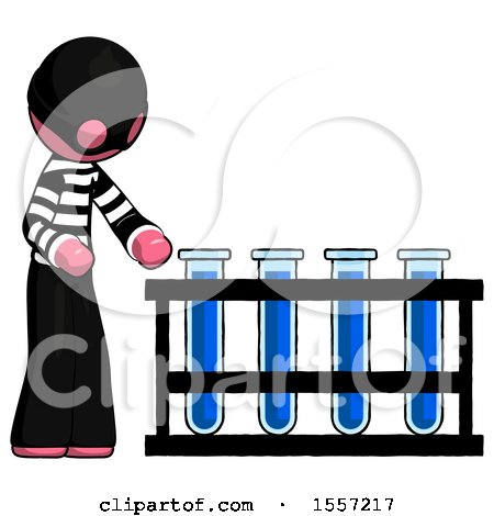 Pink Thief Man Using Test Tubes or Vials on Rack by Leo Blanchette