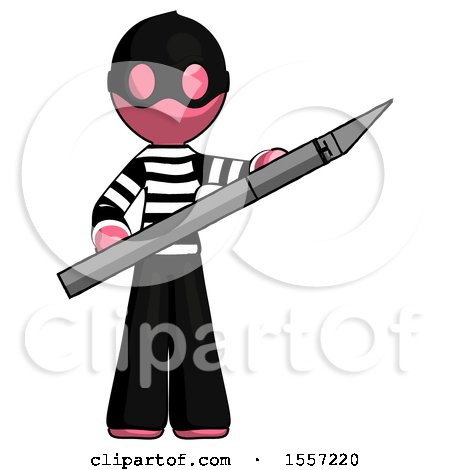 Pink Thief Man Holding Large Scalpel by Leo Blanchette