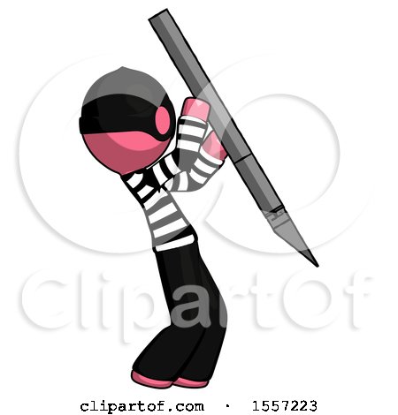 Pink Thief Man Stabbing or Cutting with Scalpel by Leo Blanchette