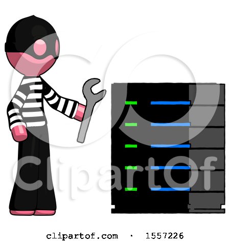 Pink Thief Man Server Administrator Doing Repairs by Leo Blanchette