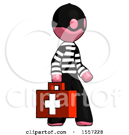 Pink Thief Man Walking with Medical Aid Briefcase to Right by Leo Blanchette