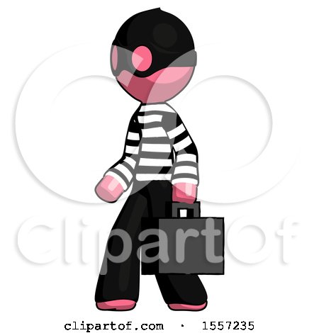 Pink Thief Man Walking with Briefcase to the Left by Leo Blanchette