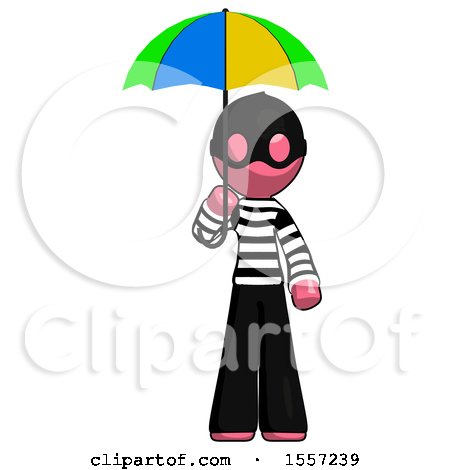 Pink Thief Man Holding Umbrella Rainbow Colored by Leo Blanchette