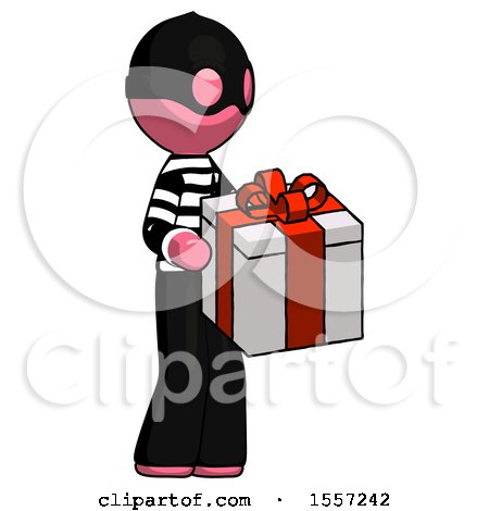 Pink Thief Man Giving a Present by Leo Blanchette
