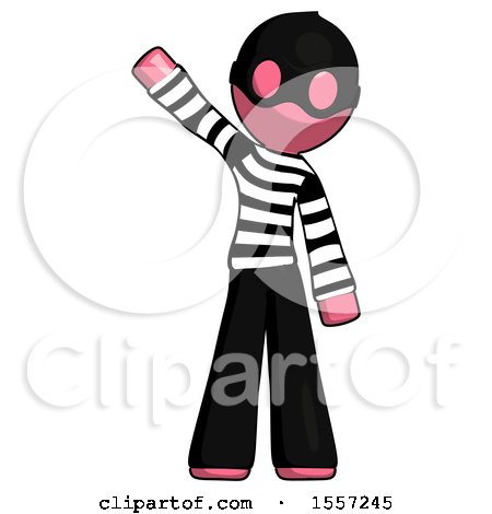 Pink Thief Man Waving Emphatically with Right Arm by Leo Blanchette