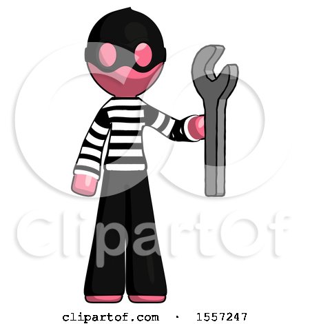 Pink Thief Man Holding Wrench Ready to Repair or Work by Leo Blanchette