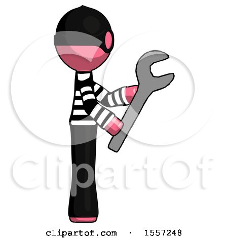 Pink Thief Man Using Wrench Adjusting Something to Right by Leo Blanchette