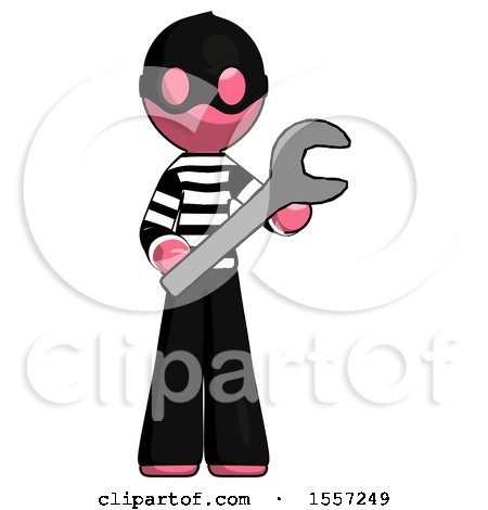 Pink Thief Man Holding Large Wrench with Both Hands by Leo Blanchette
