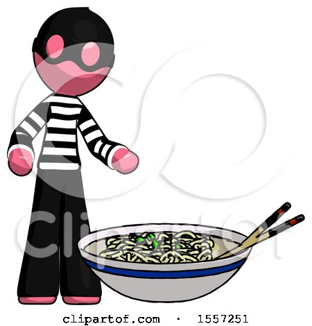 Pink Thief Man and Noodle Bowl, Giant Soup Restaraunt Concept by Leo Blanchette