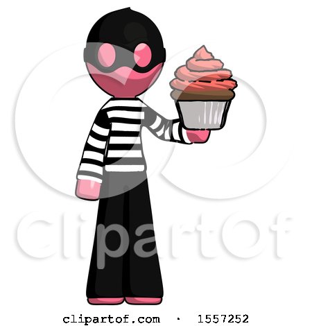 Pink Thief Man Presenting Pink Cupcake to Viewer by Leo Blanchette