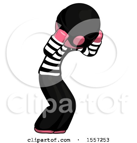 Pink Thief Man with Headache or Covering Ears Turned to His Right by Leo Blanchette