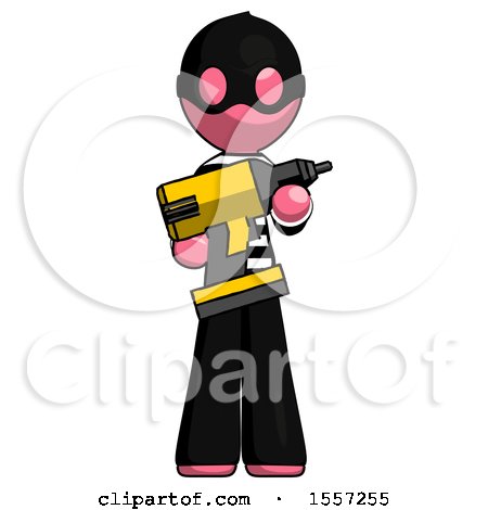 Pink Thief Man Holding Large Drill by Leo Blanchette