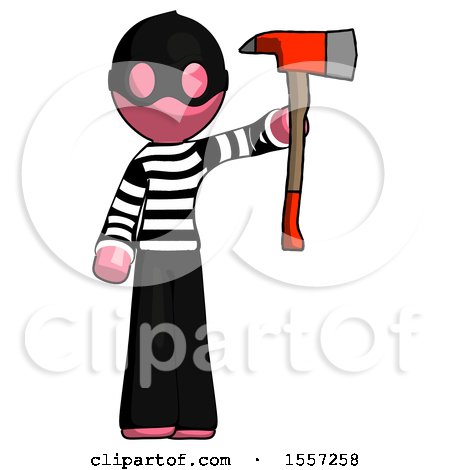 Pink Thief Man Holding up Red Firefighter's Ax by Leo Blanchette