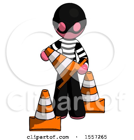 Pink Thief Man Holding a Traffic Cone by Leo Blanchette
