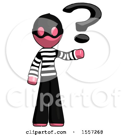 Pink Thief Man Holding Question Mark to Right by Leo Blanchette