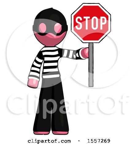 Pink Thief Man Holding Stop Sign by Leo Blanchette