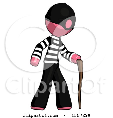 Pink Thief Man Walking with Hiking Stick by Leo Blanchette
